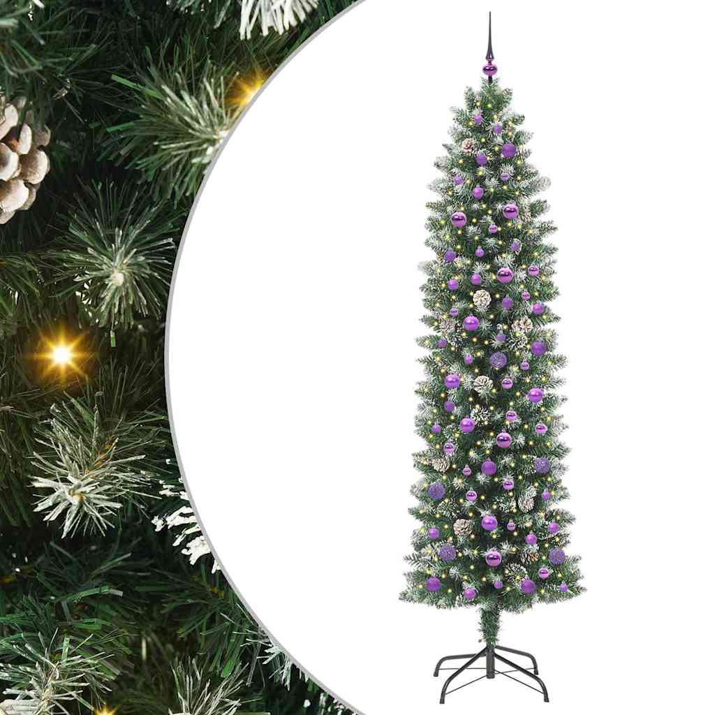 Artificial Slim Christmas Tree Green and white 240 cm